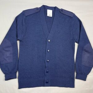 Mehlin & Estey Military Equipment Mens Cardigan Sweater 40L Wool Blend Navy C7